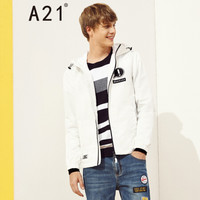A21 男装短款青年连帽休闲风衣男 4731114008 特白 170/84A/M
