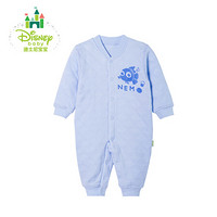 迪士尼(Disney)婴儿衣服秋冬新款爬服男女宝宝前开扣保暖连体衣174L729 浅蓝 66cm
