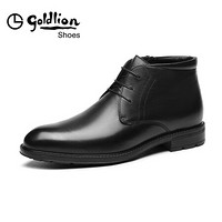 金利来（goldlion）男士都市正装休闲英伦时尚舒适保暖靴子J028D1298-黑色-42码