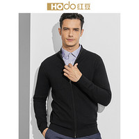 红豆 Hodo 男装 羊毛衫男简约商务系列拉链门襟纯羊毛羊毛衫 S5黑色 175/92A