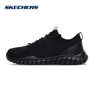 斯凯奇（Skechers）运动休闲鞋 男士绑带一脚套低帮 52820-BBK 全黑色 41.5