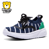 Boogie Bear 2019春季新款男女童鞋弹力飞织休闲袜子鞋儿童鞋网鞋 BB191F0701 海军蓝 32