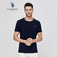 U.S. POLO ASSN. T恤男短袖男士上衣套头男装圆领打底衫时尚潮牌衣服夏款商务休闲汗衫5192102001 藏蓝色 L