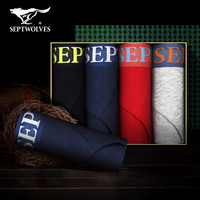 七匹狼男士内裤 男三角裤中腰男式短裤头宽腰弹力纯色棉氨性感内裤4条 97779 时尚款 L