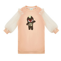 FENDI KIDS 芬迪 奢侈品童装 女童裸粉色棉质小怪兽连衣裙 JFB239 5V0 F15A5 12A/12岁/155cn