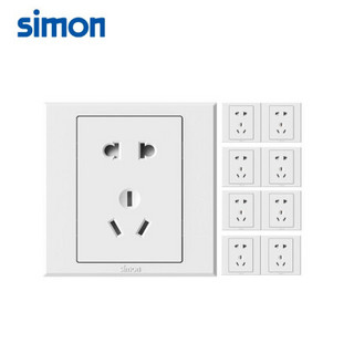 西蒙(SIMON) 开关插座面板 E3系列 五孔插座十只装 86型面板 雅白色 301084