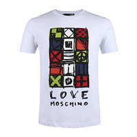 LOVE MOSCHINO 莫斯奇诺 男士白色弹力棉卡通图案短袖T恤 M473168 00A00 M码