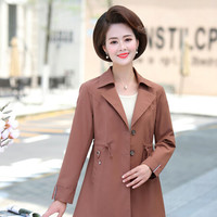 堡晟 2019秋季新品中老年女装风衣外套薄款妈妈装洋气阔太太短款夹克 JXALSYY8052 咖啡 XXL