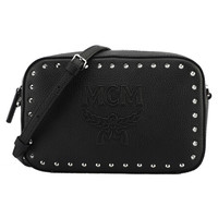 MCM 女士黑色牛皮革铆钉款单肩斜挎包 MYZ9SCZ80BK001