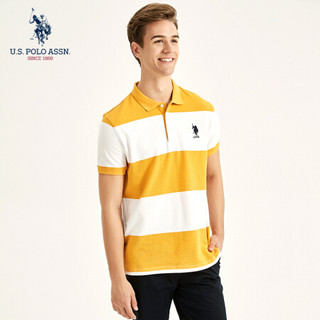 U.S. POLO ASSN. polo衫男夏季冰爽透气吸汗弹力运动短袖t恤男5192101002 橙色条纹 2XL