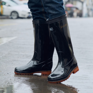 回力warrior男士高筒雨靴加厚耐磨防滑底高帮雨鞋胶鞋hxl857黑色高筒