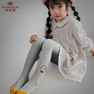 俞兆林（YUZHAOLIN）儿童连裤袜女童针织打底裤宝宝卡通棉质袜子 灰色刺绣款 M
