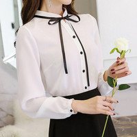 俞兆林 2019年秋季新款韩版时尚百搭衬衫休闲长袖打底衫上衣 YWCC197326 白色 M