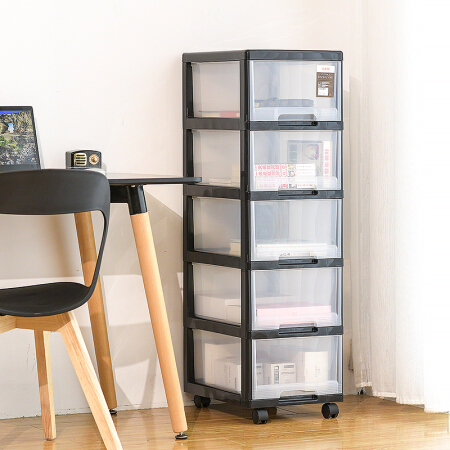 禧天龙 5层透明收纳柜 环保塑料1体收纳柜 带滑轮储物柜 抽屉式收纳箱