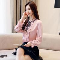 AUDDE 2019秋季新款女装新品衬衫女衬衣长袖很仙的上衣洋气心机小众设计感显瘦衬衫女 zx3E40-8367 粉红色 L