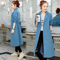 堡晟 2019秋季新款女装新品中长款风衣女时尚很仙的薄款法式外套潮 HZCZ288-Q211 蓝色 L