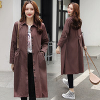 沫欣 风衣女2019秋冬新品韩版纯色棉长款纯色直筒单排扣口袋休闲风衣大外套 yzXLGD1943q 铁锈红 XXL