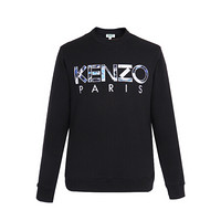 KENZO 高田贤三 19秋冬新款 男士黑色棉质贴布刺绣LOGO圆领长袖卫衣 F96 5SW000 4MD 99 L码 180/88A