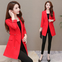 BANDALY 2019秋季新品女装风衣女中长款韩版流行大码洋气休闲外套上衣 KKWH1155 大红色 3XL