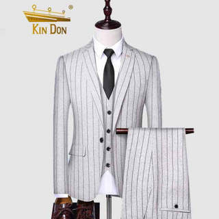 金盾（KIN DON）西服套装 商务男士休闲小西装马甲西裤结婚礼服三件套QT815A-1823米白L
