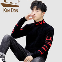 金盾（KIN DON）针织衫 男2019秋季新款休闲百搭韩版潮流高领字母印花毛面打底衫 A303-MY6924 红色 L