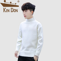 金盾（KIN DON）针织衫 男2019秋季新款休闲百搭韩版潮流时尚半高领纯色打底衫 A303-MY934 白色 M