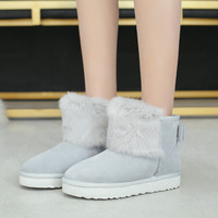 卡帝乐鳄鱼 CARTELO 雪地靴女时尚休闲搭扣兔毛棉鞋韩版套脚加绒保暖潮流 KDLYP8018 灰色 39
