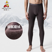 稻草人保暖裤男士秋冬加绒无痕棉毛裤线裤细绒紧身打底秋裤 81947 咖啡-男 L