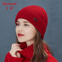 卡蒙（Kenmont）km-9242 套头帽子女秋冬潮韩版毛线帽冬季纯色百搭日系可爱护耳针织帽 红色58cm(弹性佳)