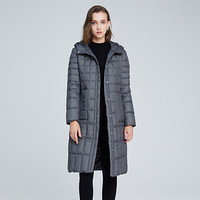 皮尔卡丹（pierre cardin）女羽绒服2019时尚纯色连帽中长款轻薄羽绒服23C1827 中灰色XL/175