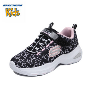 斯凯奇Skechers 新款女童鞋 防滑缓震运动鞋 舒适休闲鞋女80666L 黑色/浅粉色/BKLP 13C/30码