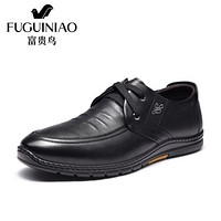 富贵鸟（FUGUINIAO）男士时尚休闲鞋头层牛皮系带时尚舒适S993715 黑色 44