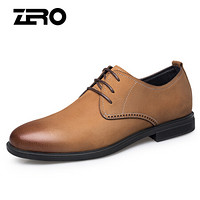 零度(ZERO)男士磨砂皮系带简约百搭舒适耐磨商务休闲皮鞋 Z91912 棕色 41码