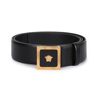 VERSACE 范思哲 奢侈品 男士黑色牛皮方形板扣皮带腰带 DCU7325 DBTV3 K41OT 95cm