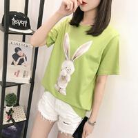 AUDDE 翱笛 T恤女时尚休闲舒适韩版宽松印花短袖t恤女 zx3E416-125 浅绿色 XL