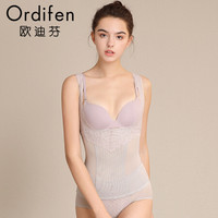 欧迪芬女士塑型上衣2019新品V领蕾丝边聚拢托胸收副乳塑形美体背心紧身胸衣 XE9101 风悦灰 M
