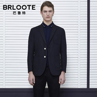 Brloote/巴鲁特男士棉麻休闲西服男修身亚麻便西单西装外套 2019春装 藏青 165/88A
