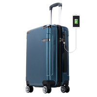 SWISSGEAR 瑞士军刀 托运箱商务ABS PC材质可放充电宝带USB接口旅行箱万向刹车轮24英寸 SA-10124雀翎蓝