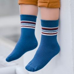 CHANSSON 馨颂 儿童袜子五双装春季棉袜男童女童中筒袜 百变彩条 6-8岁