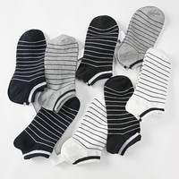 顶瓜瓜黑色袜子男士船袜黑色短袜秋棉袜薄款秋冬吸汗透气短筒棉袜青年男生超薄运动防脱四季低帮隐形袜8双