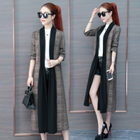 堡晟 2019秋季新款女装新品风衣女中长款过膝格子外套秋装宽松开衫流行大衣 HZ520-18158 咖啡色 3XL