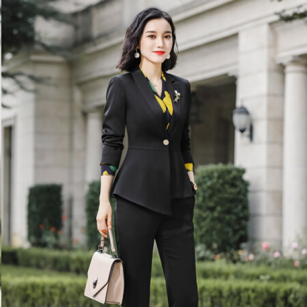 商品特洛曼高端职业套装女时尚知性商务正装西服2019秋冬新款ol职场