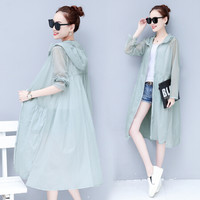 堡晟 2019夏季新款女装新品风衣欧洲站透气防晒衣中长款宽松大码薄款外套 zx1AF11-777 豆绿 XXL