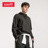 Baleno 班尼路 卫衣男 2018秋季新品连帽 纯棉宽松套头纯色男士卫衣 27E 黑花灰 L