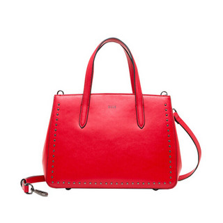 ELLE女包时尚牛皮单肩包手提斜挎包大容量包包E28F1233188RD 红色
