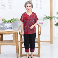 weierni 维迩旎 夏季新款女装新品中老年妈妈装绵绸两件套装 MMTH3057 3号色 4XL