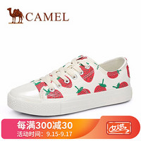 骆驼（CAMEL） 女士 流行经典圆头系带平底帆布鞋 A93571605 米色 39