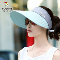 啄木鸟 TUCANO 空顶遮阳帽女网红ins同款草帽沙滩度假防晒帽韩版潮无顶太阳帽DK1089 DK1089灰蓝