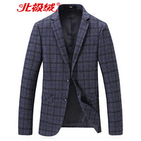 北极绒(Bejirong)西服男 2019新款男士韩版春秋商务时尚休闲青年格子小西服 QT6002- 9821灰蓝色 L