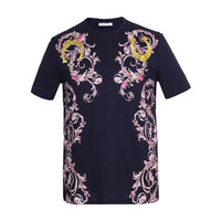 VERSACE COLLECTION 范思哲 奢侈品 19秋冬新款 男士深蓝色棉质印花短袖T恤 V800683R VJ00616 V7381 XL码